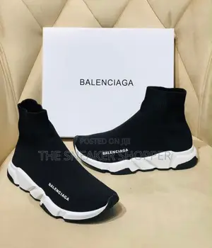 Balenciaga Speed Sock - Black With White Sole