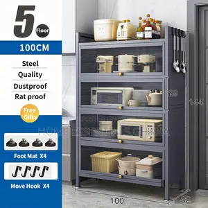 IRO Kitchen Cabinet With Dustproof Doors |Multi-Layer Kitchen Rack