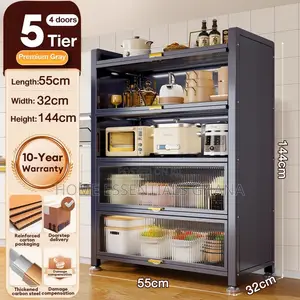 IRO Kitchen Cabinet With Dustproof Doors |Multi-Layer Kitchen Rack