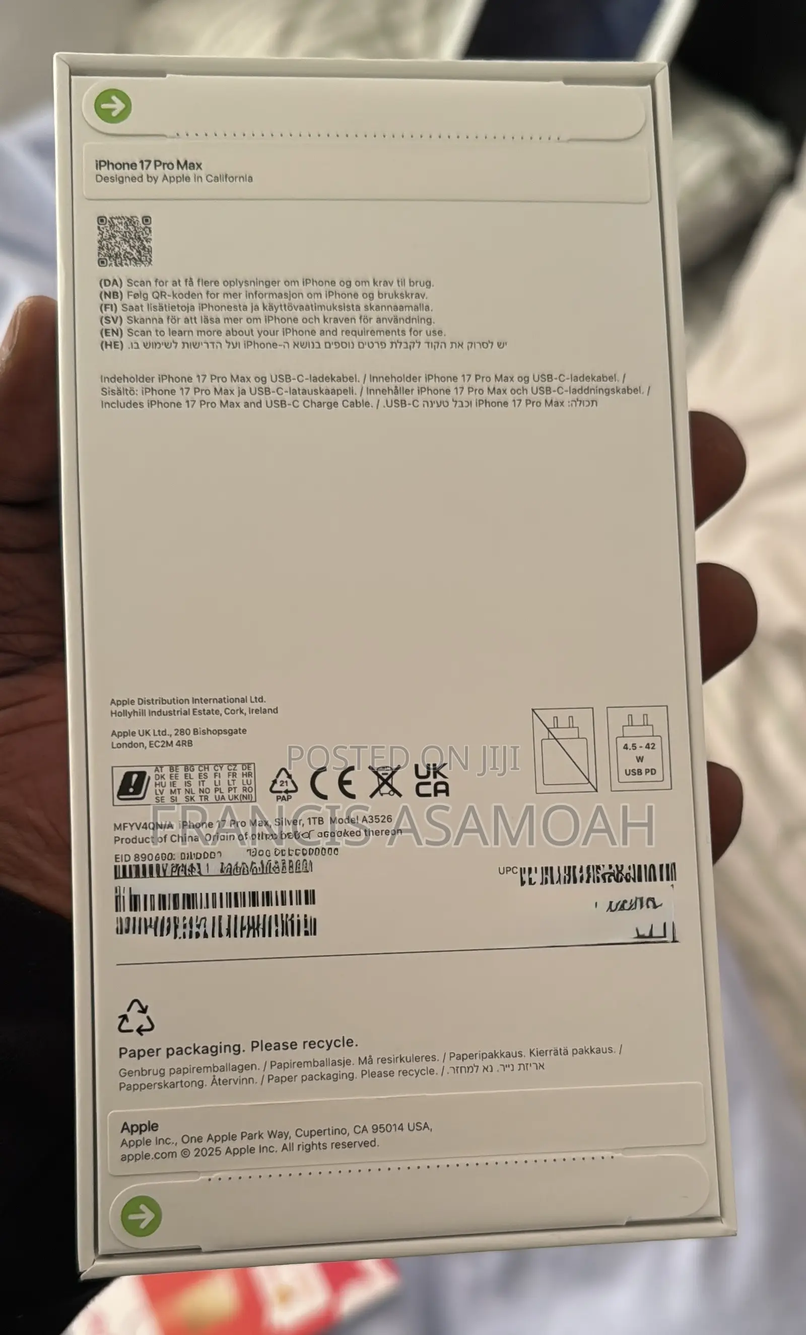 New Apple iPhone 17 Pro Max 1 TB Silver