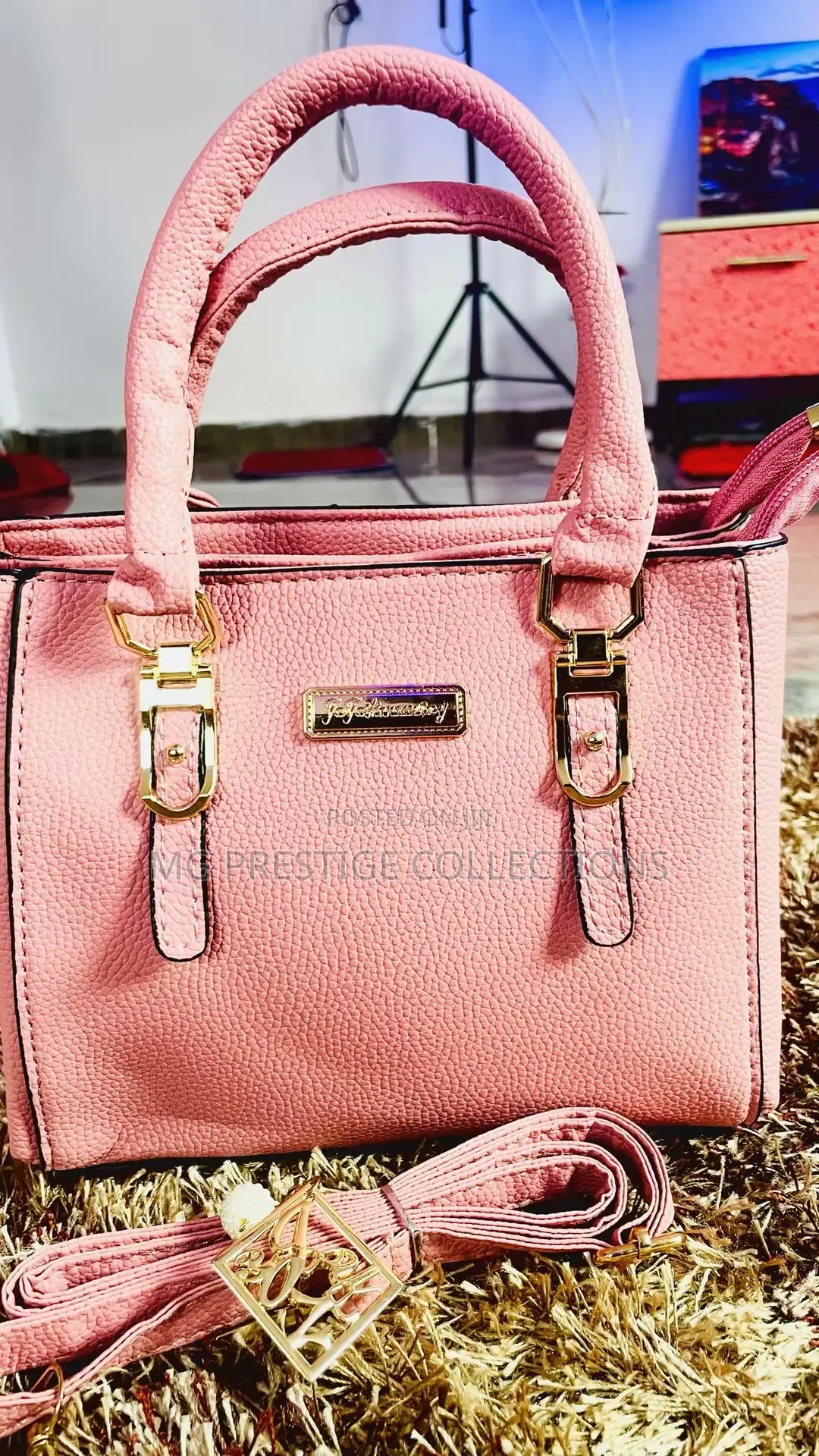 Elegant Blush Pink Top-Handle Satchel Bag With Strap