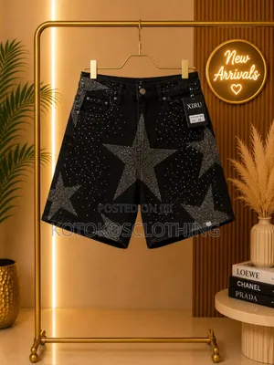 Starry Rhinestone Denim Shorts