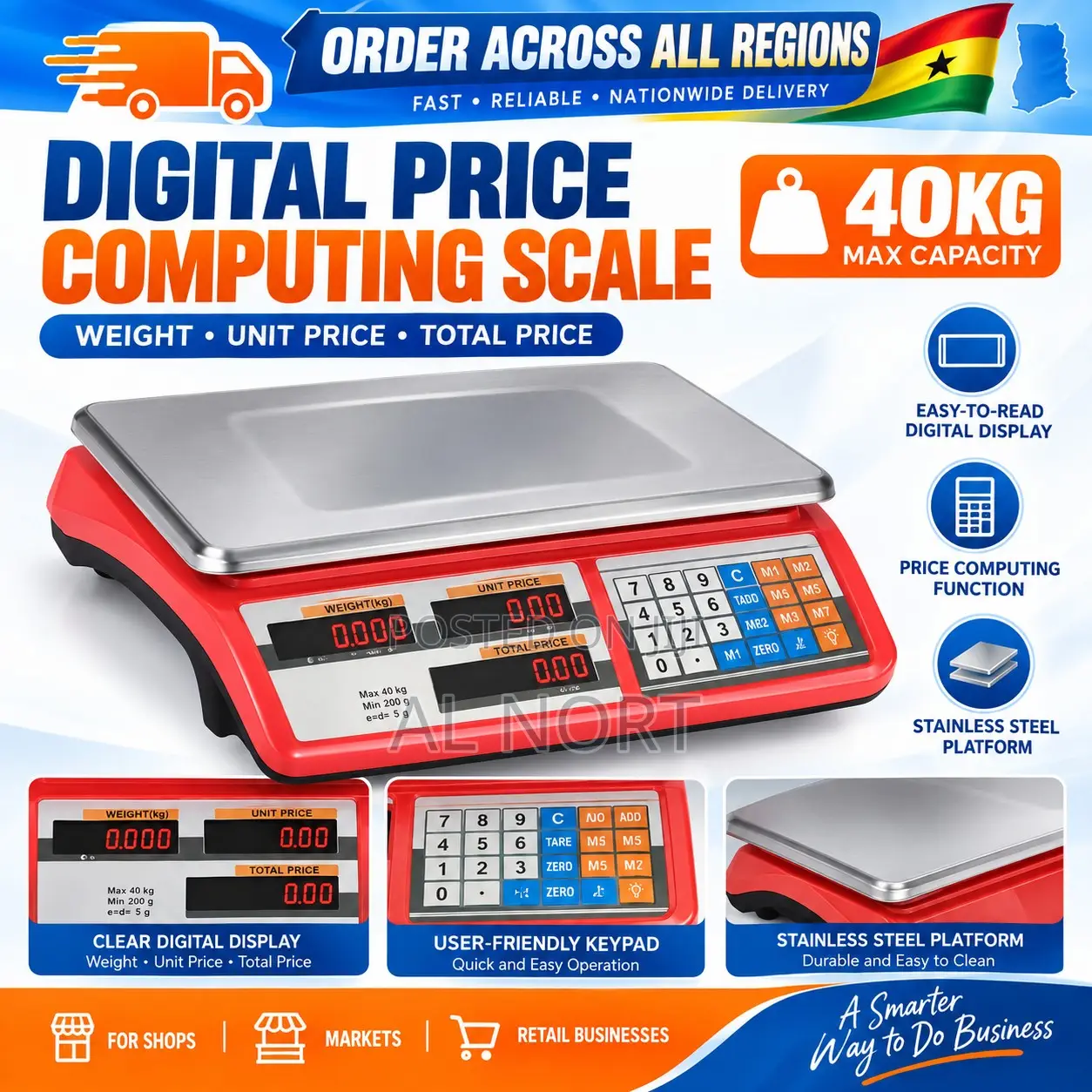 Digital Price Computing Scale 40kg – Electronic Commercial Scale