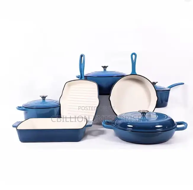 7pcs Non-Stick Enamel Cast Iron Kitchen Cooking Utensils Pot Set