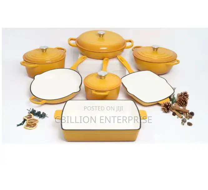 7pcs Non-Stick Enamel Cast Iron Kitchen Cooking Utensils Pot Set