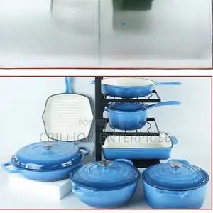 7pcs Non-Stick Enamel Cast Iron Kitchen Cooking Utensils Pot Set