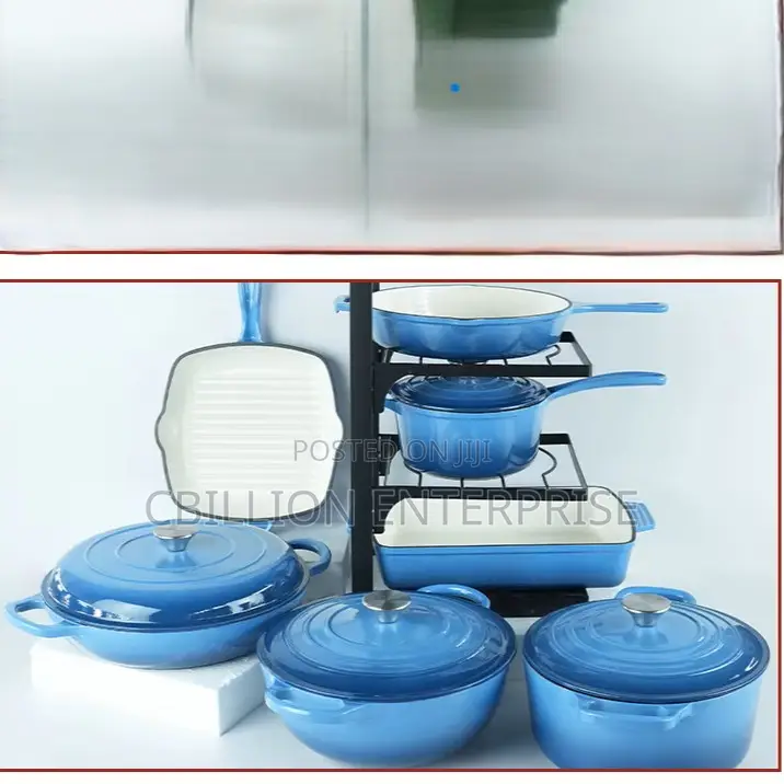 7pcs Non-Stick Enamel Cast Iron Kitchen Cooking Utensils Pot Set