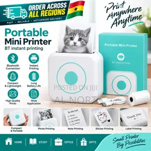 Portable Mini Printer – Bluetooth Thermal for Photos, Notes Labels