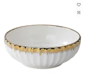14” Large Gold Rim Serving Bowl
