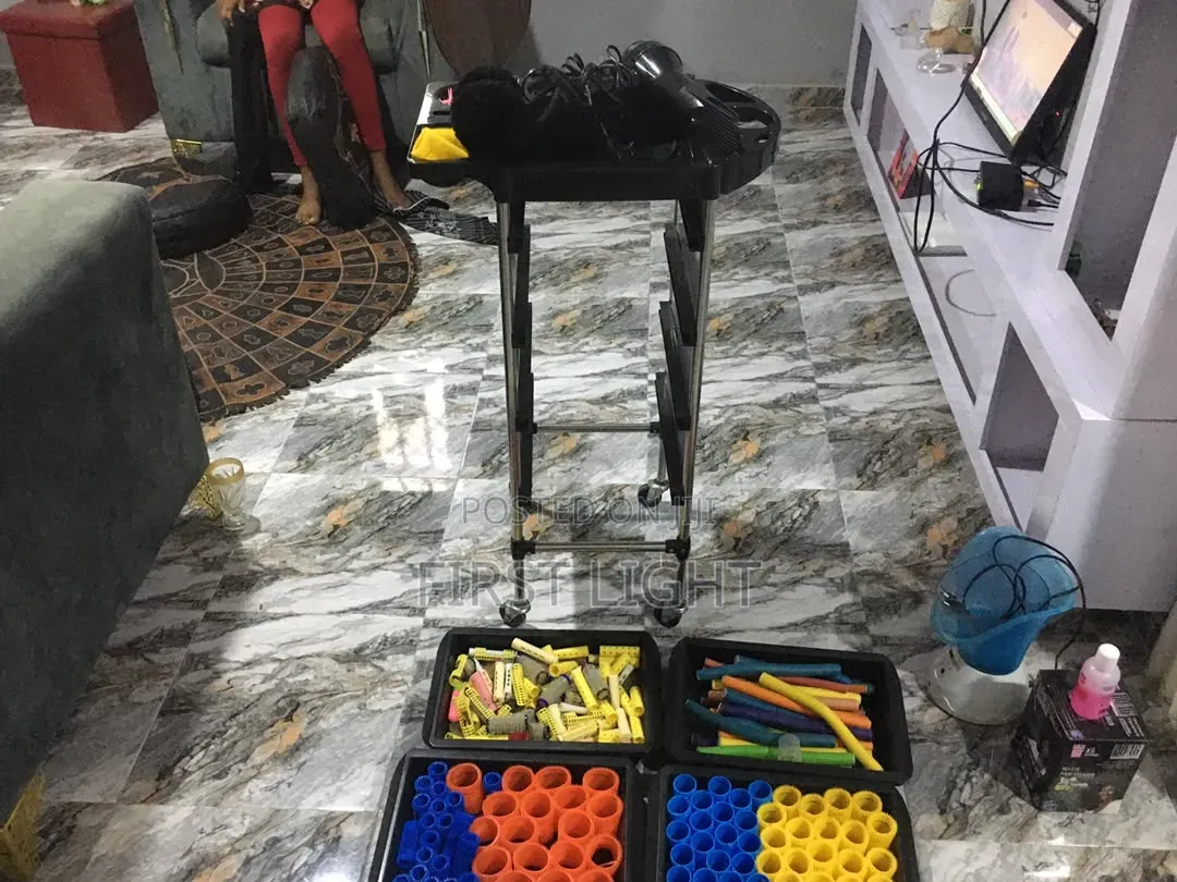 Salon Trolley, With Hand Dryer and Rollers