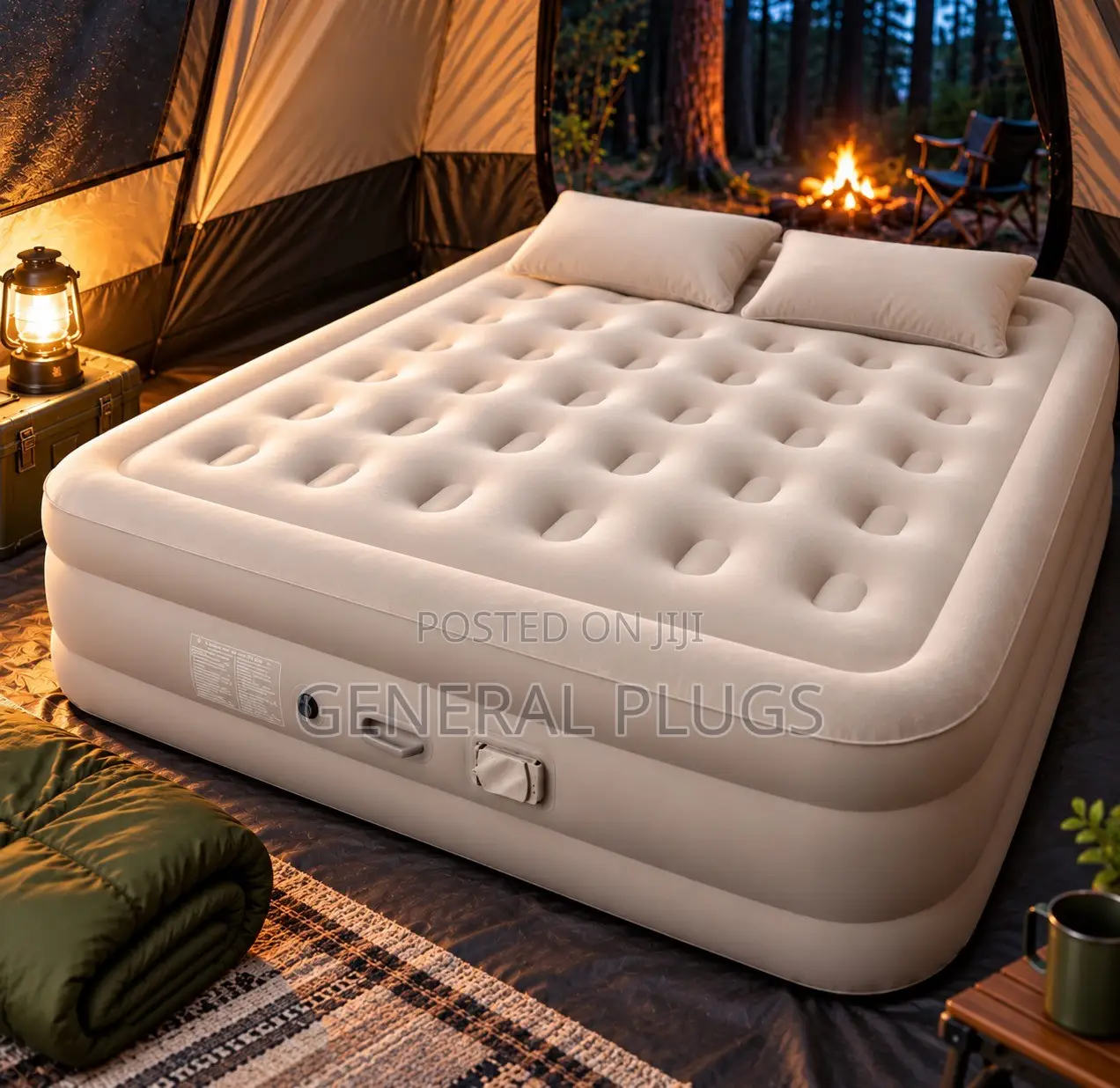 Portable Inflatable Double Size Air Mattress With an Inbuilt Pump