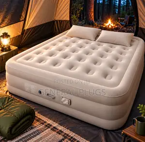 Portable Inflatable Double Size Air Mattress With an Inbuilt Pump