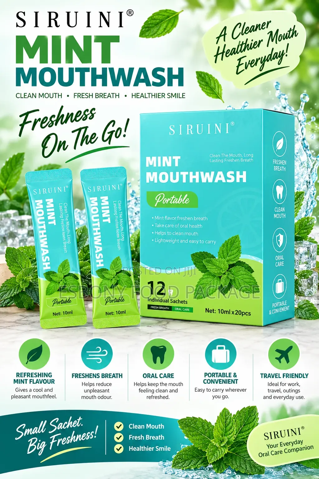 Assorted Mouthwash (Mint, Lemon, Coconut, Mango, Green Tea)
