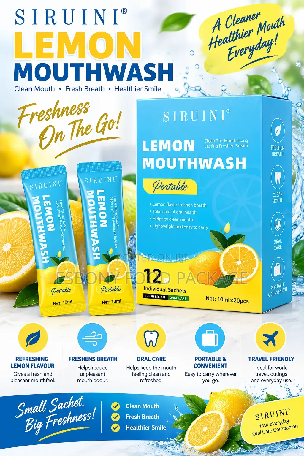 Assorted Mouthwash (Mint, Lemon, Coconut, Mango, Green Tea)