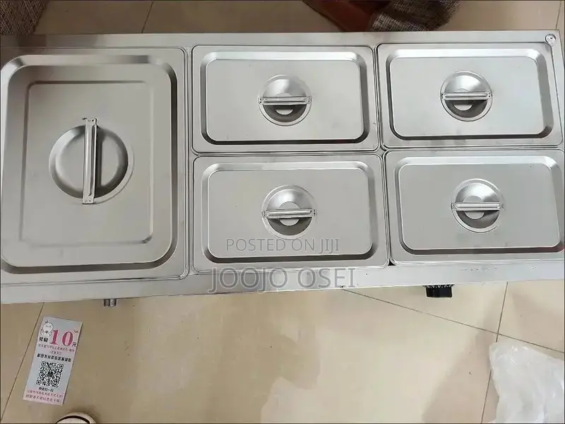 Commercial Stainless Steel Food Display Warmer - 6 Compartments