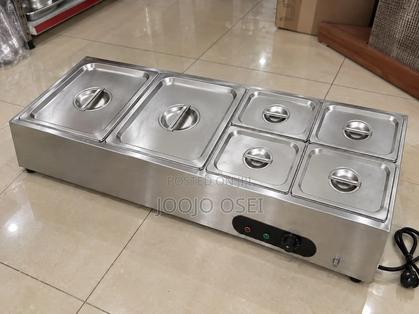 Commercial Stainless Steel Food Display Warmer - 6 Compartments