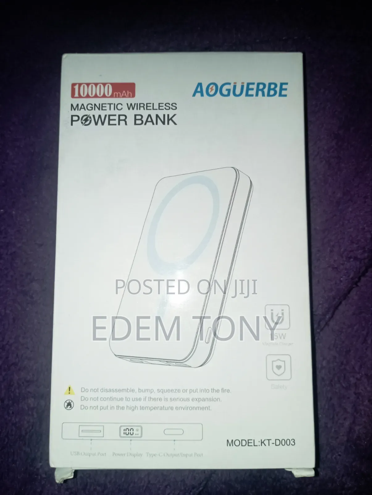 Aoguerbe 10000mAh Portable Magnetic Wireless Charging Power Bank