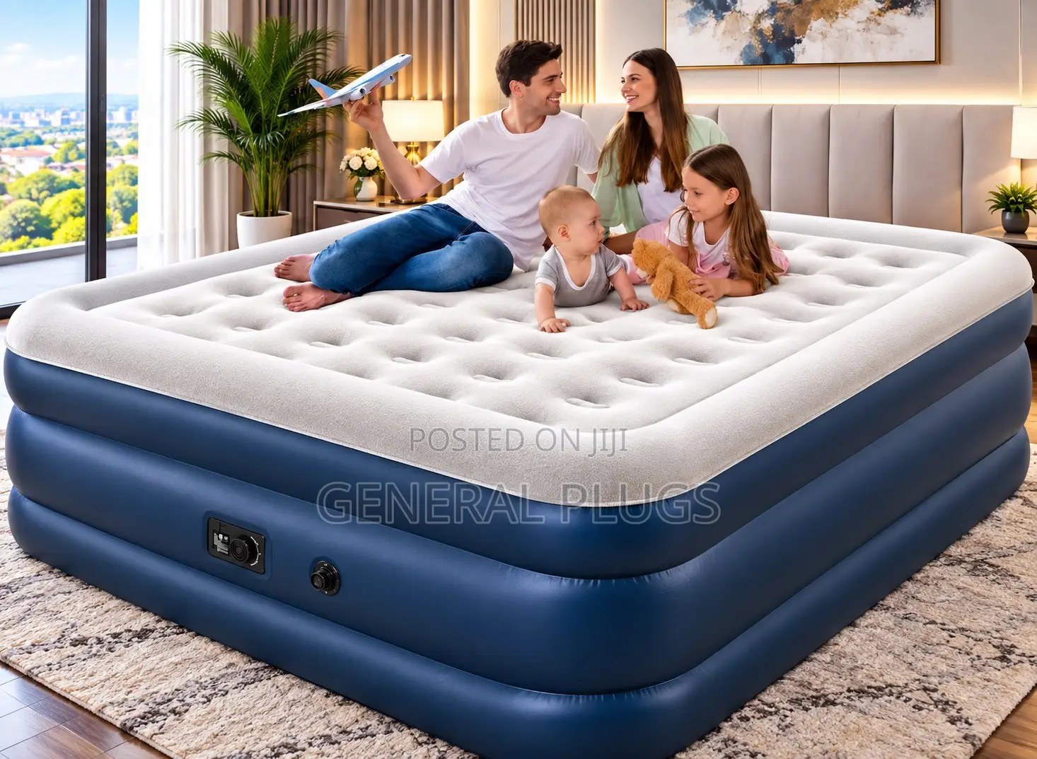 Portable Inflatable Double Size Inbuilt Automatic Pump Luxury Mattress