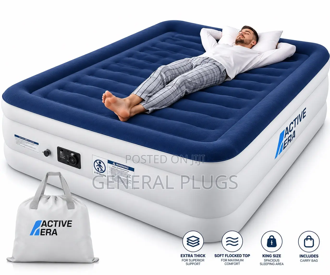 Quick Inflate Automatic Pump Double Size Air Mattress