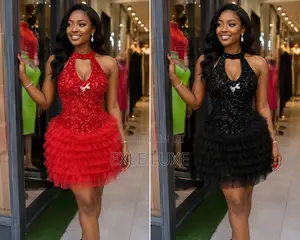 Black Sequin Party Mini Dress