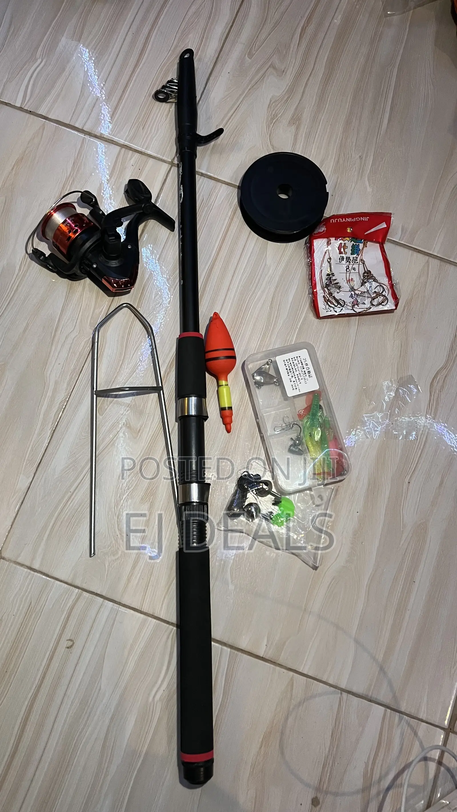 Fishing Rod Cloth Handle 2.4m Long With Full Accessories 25pcs Lures