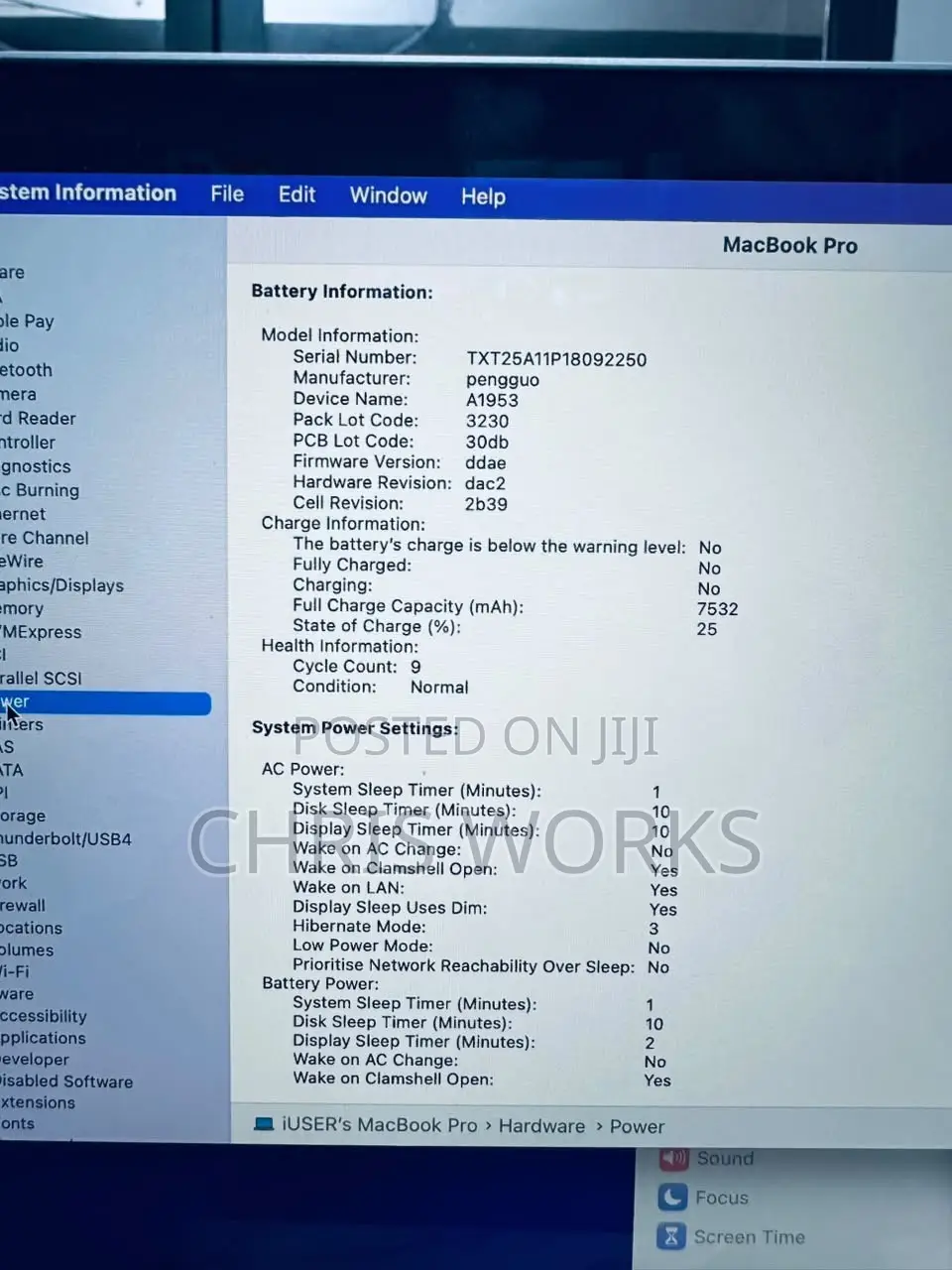 Laptop Apple MacBook Pro 2019 16GB Intel Core i7 SSD 256GB