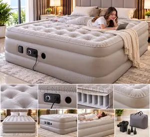 Effortless Portable Automatic Pump Inflatable Double Size Air Mattress
