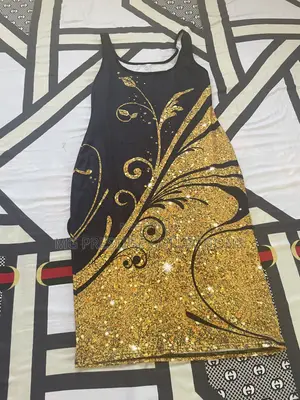 Gold Floral Print Sleeveless Bodycon Mini Dress