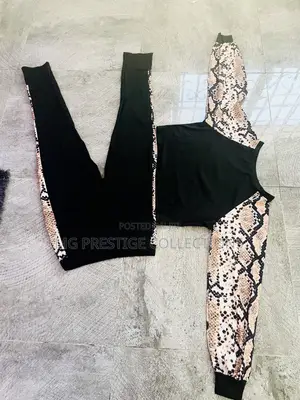 Women's Snakeskin Patchwork Top Trousers 2-Piece Set