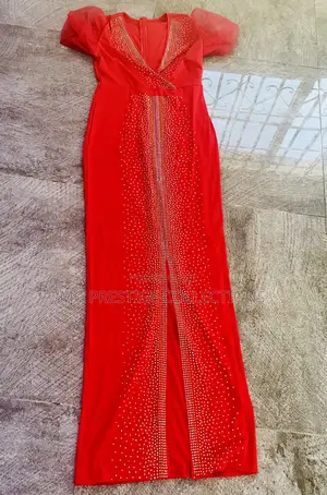 Elegant Red Rhinestone Maxi Evening Dress With Mesh Sleeves