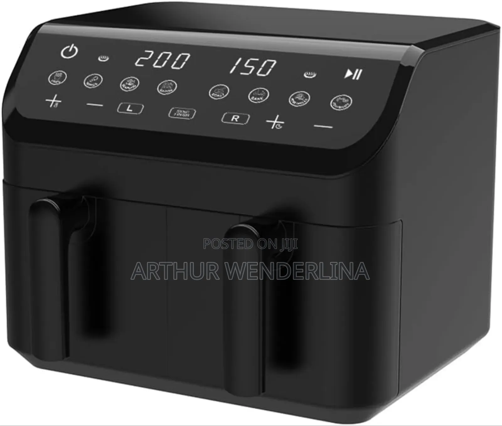 WINNING STAR Double Air Fryer, 2000W, 9L, 8 Programs - Black R