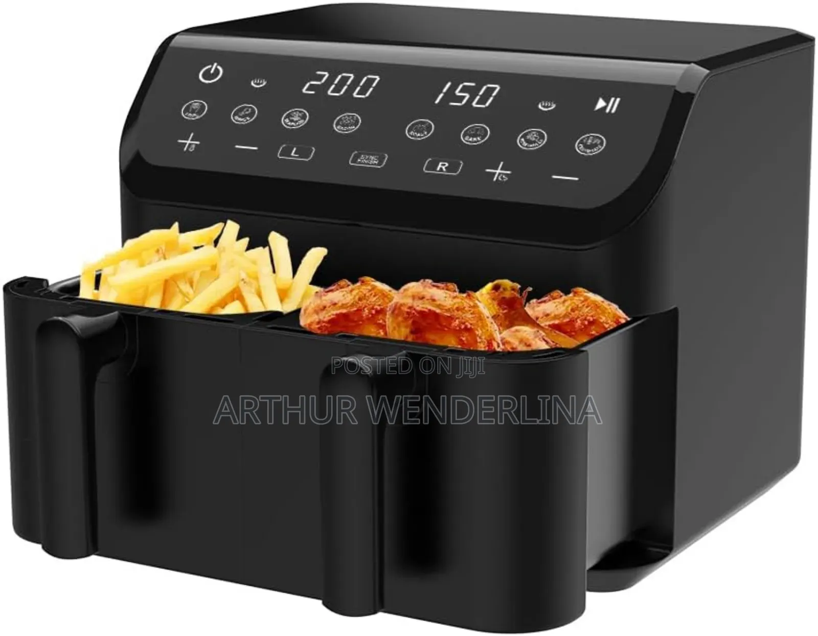 WINNING STAR Double Air Fryer, 2000W, 9L, 8 Programs - Black R