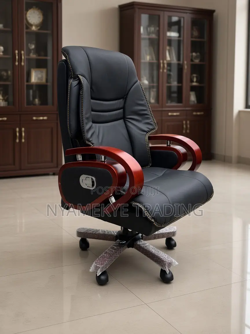 Executive Office Chair With Wooden Armrests