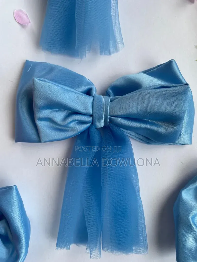 Blue Satin Ribbon Bows