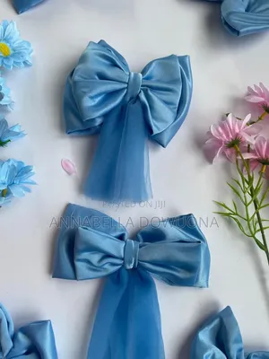 Blue Satin Ribbon Bows