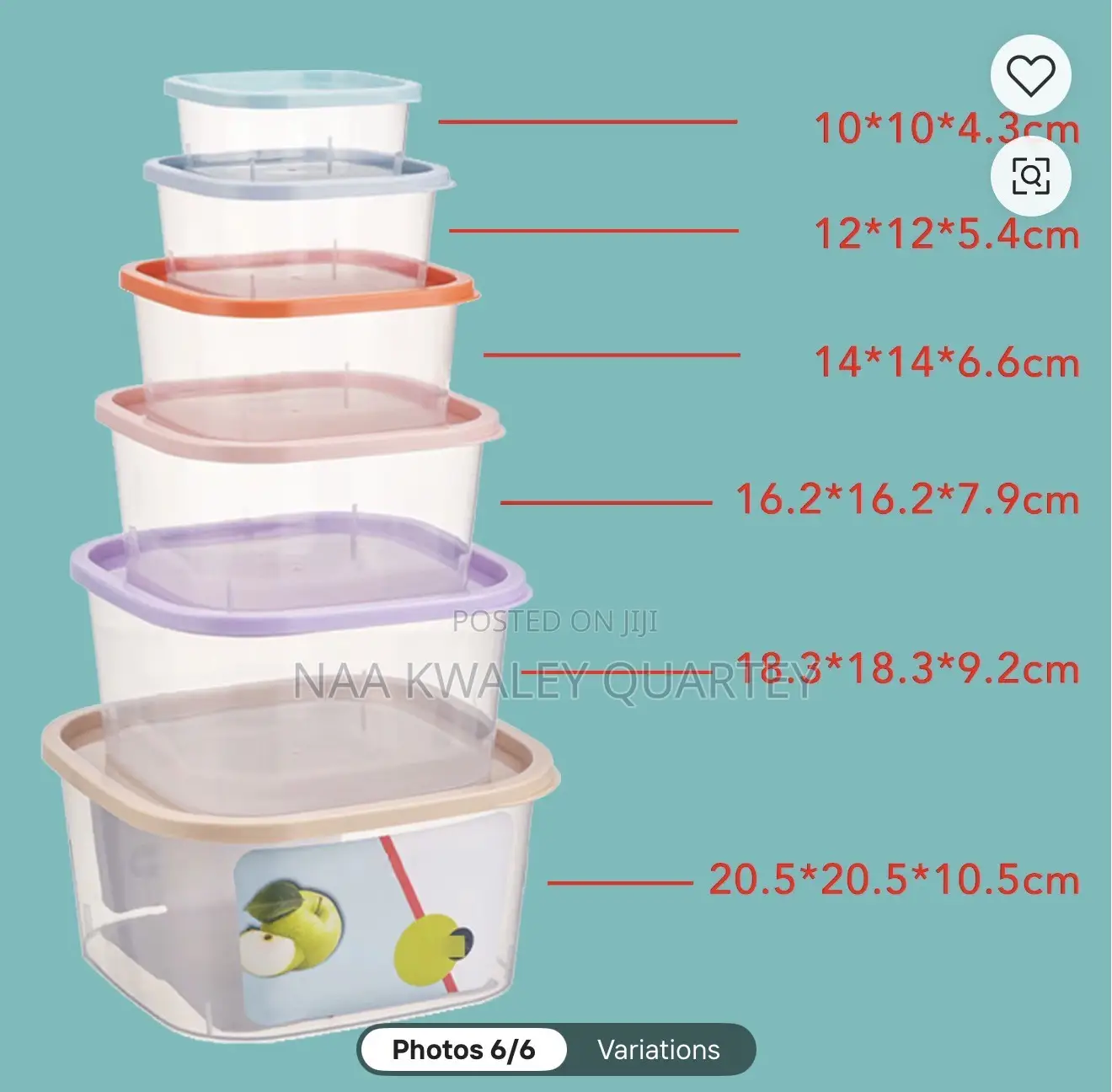 7pcs Plastic Food Storage Containers