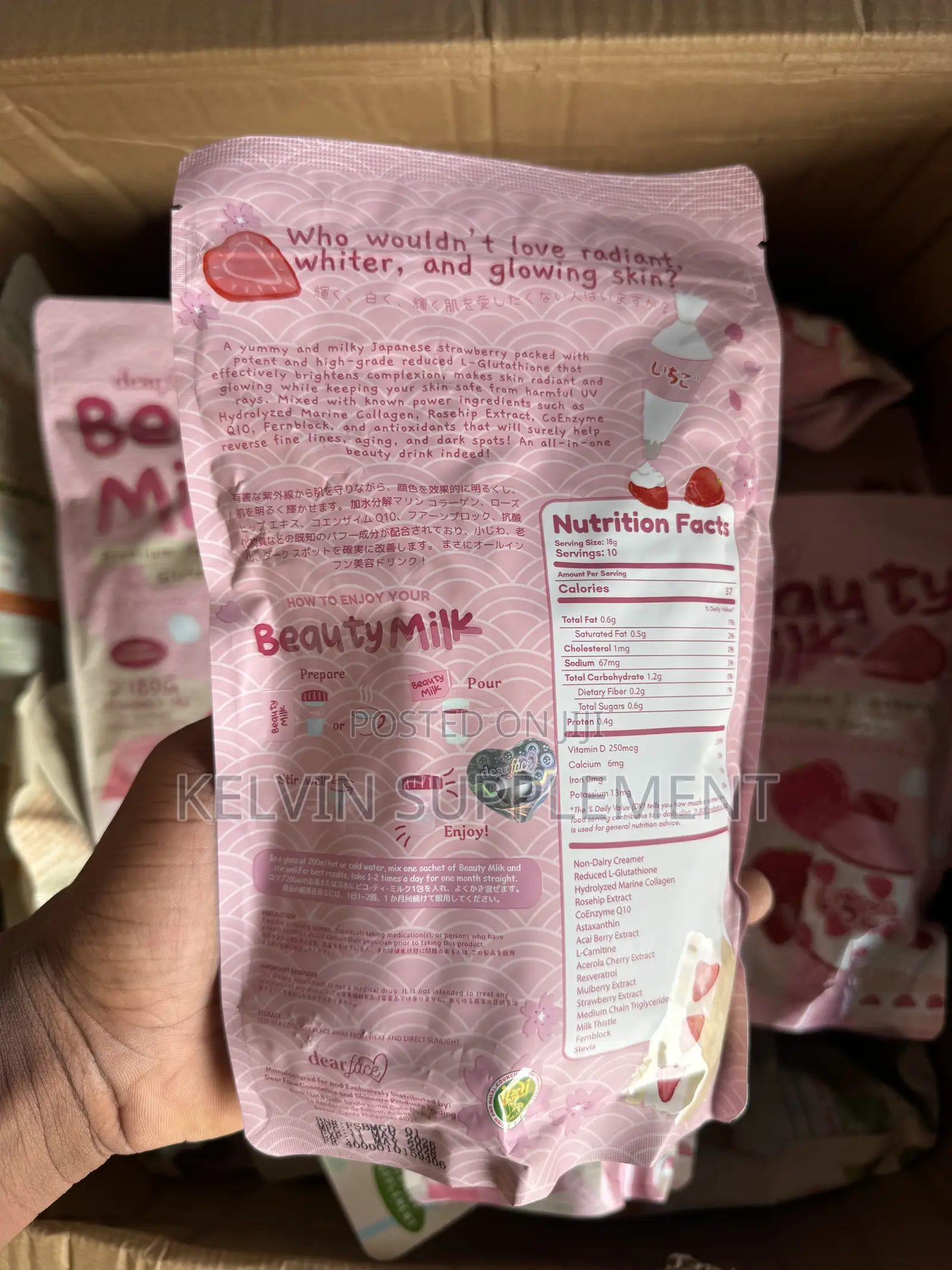 Dearface Beauty Milk – Japanese Strawberry Glutathione Drink