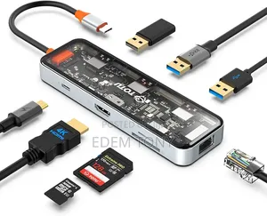 8-in-1 USB Type-C Transparent Multiport Hub Adapter