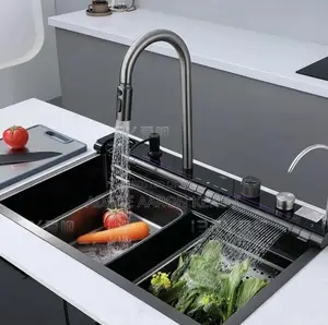 Luxury LED Digital Smart Kitchen Waterfall Sink Set – Multi-Function