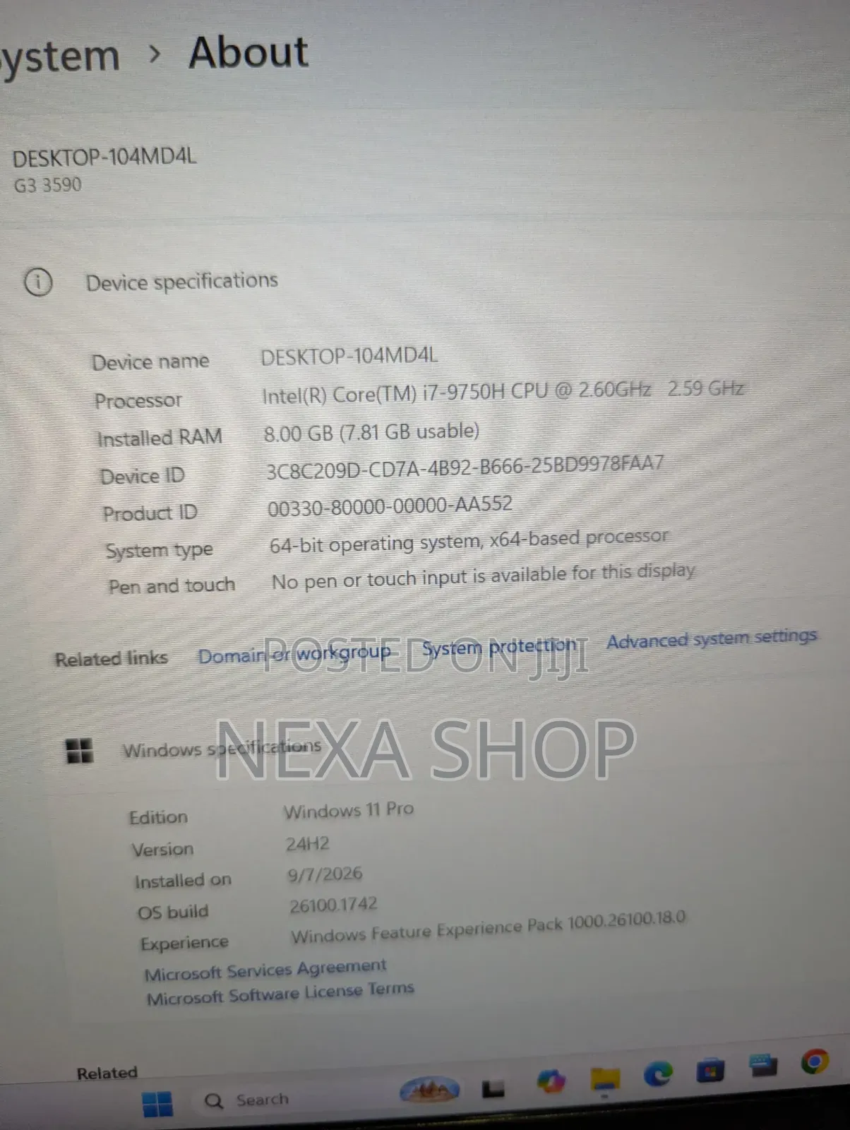 Laptop Dell G3 15 3590 8GB Intel Core i7 SSD 256GB
