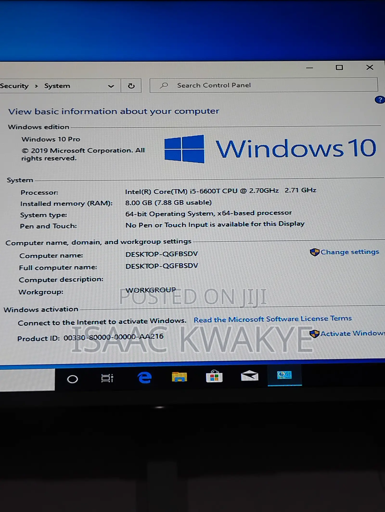 Desktop Computer HP EliteDesk 800 G3 8GB Intel Core i5 SSD 256GB