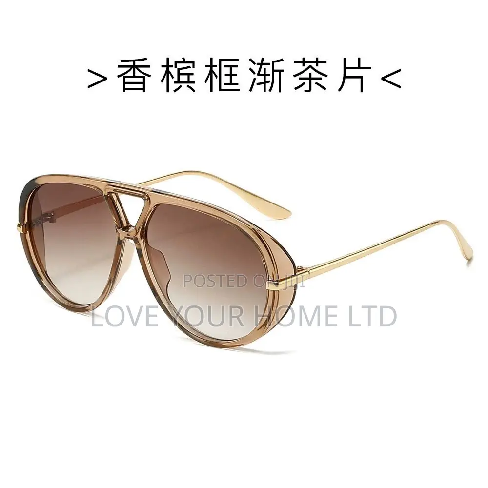 Fashion Aviator Sunglasses – Brown Gradient Lens Gold Frame