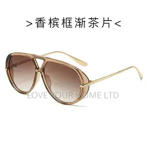 Fashion Aviator Sunglasses – Brown Gradient Lens Gold Frame