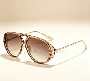 Fashion Aviator Sunglasses – Brown Gradient Lens Gold Frame