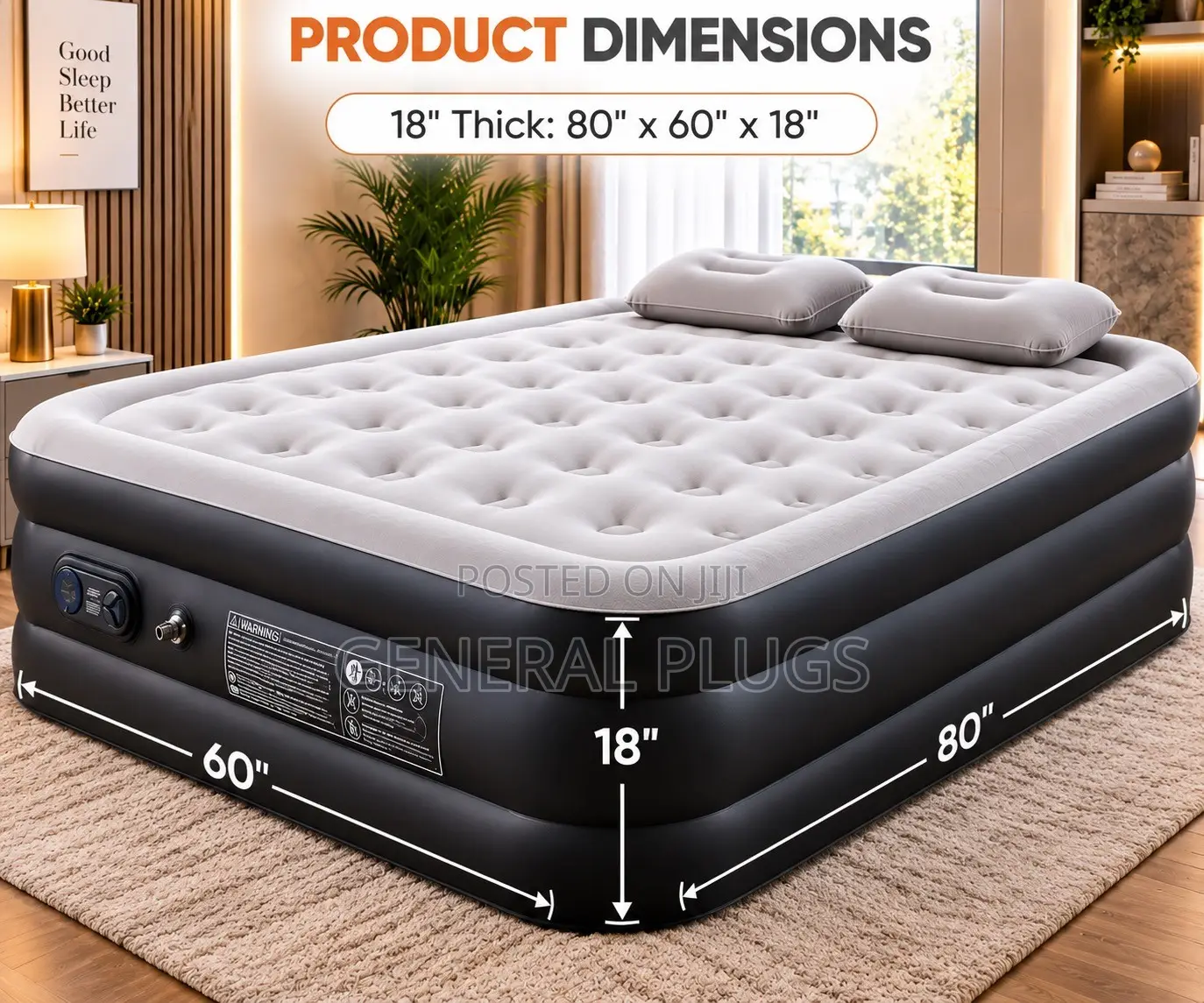 Modern Tough Automatic Inbuilt Pump Double Size Air Inflatable Mattres