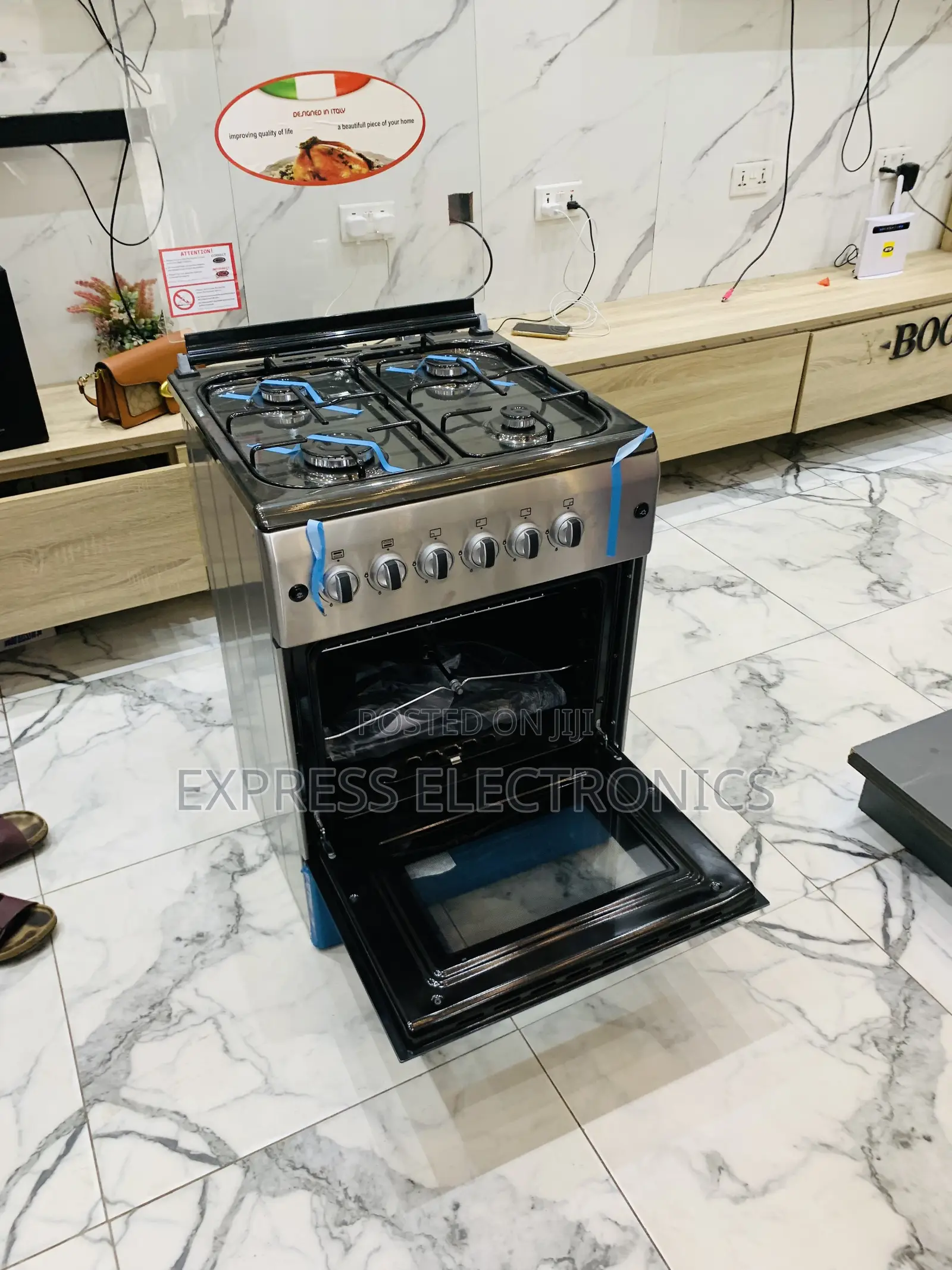 Ultra Modern Gas Cooker Oven 4burner New Line 60/60 Sliver