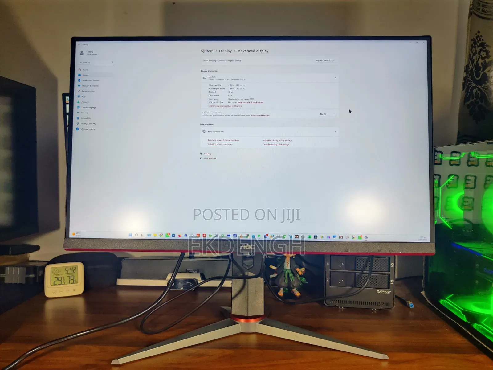 AOC Q27g2s/D | 27" QHD Display | 2560×1440 180Hz IPS 1ms RT HDR400