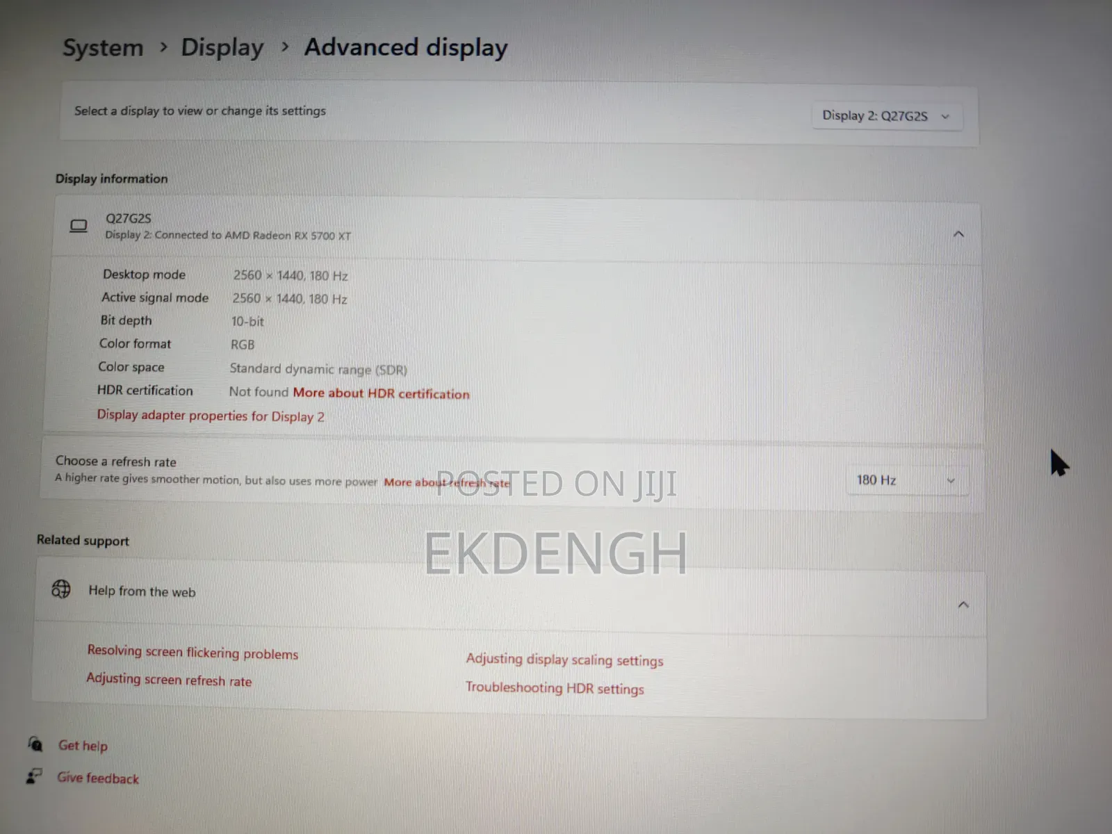 AOC Q27g2s/D | 27" QHD Display | 2560×1440 180Hz IPS 1ms RT HDR400