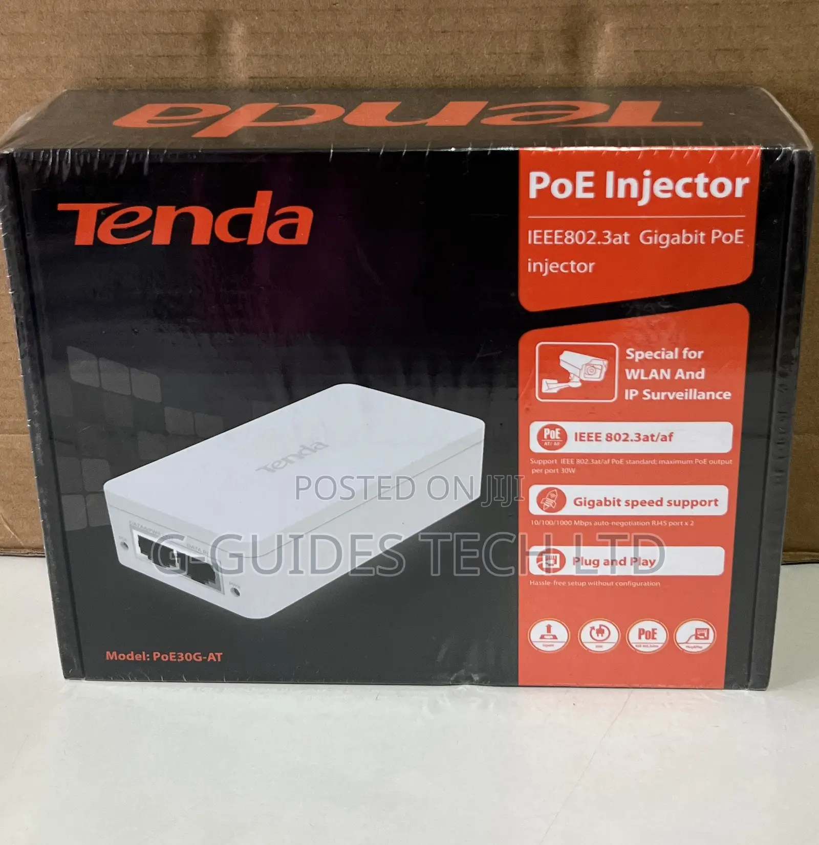 Tenda 51V Gigabit PoE Injector 30W POE30G-At
