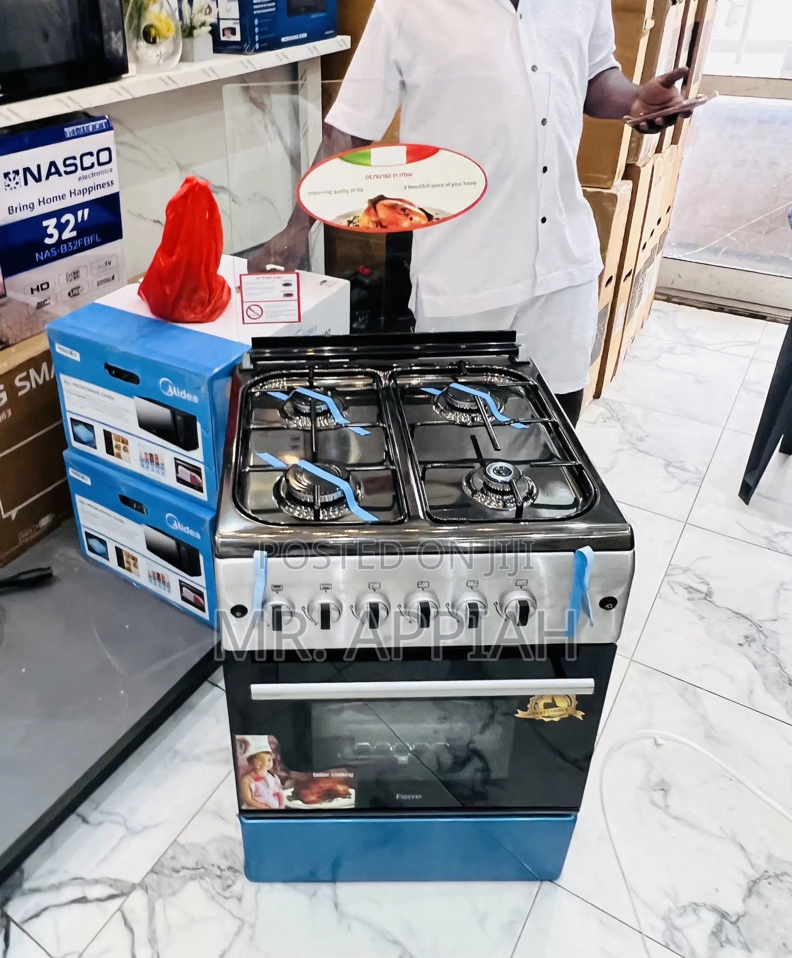 Super Classic Ferre 50x60cm Glass Lid 4 Gas Cooker(Gray)New Line